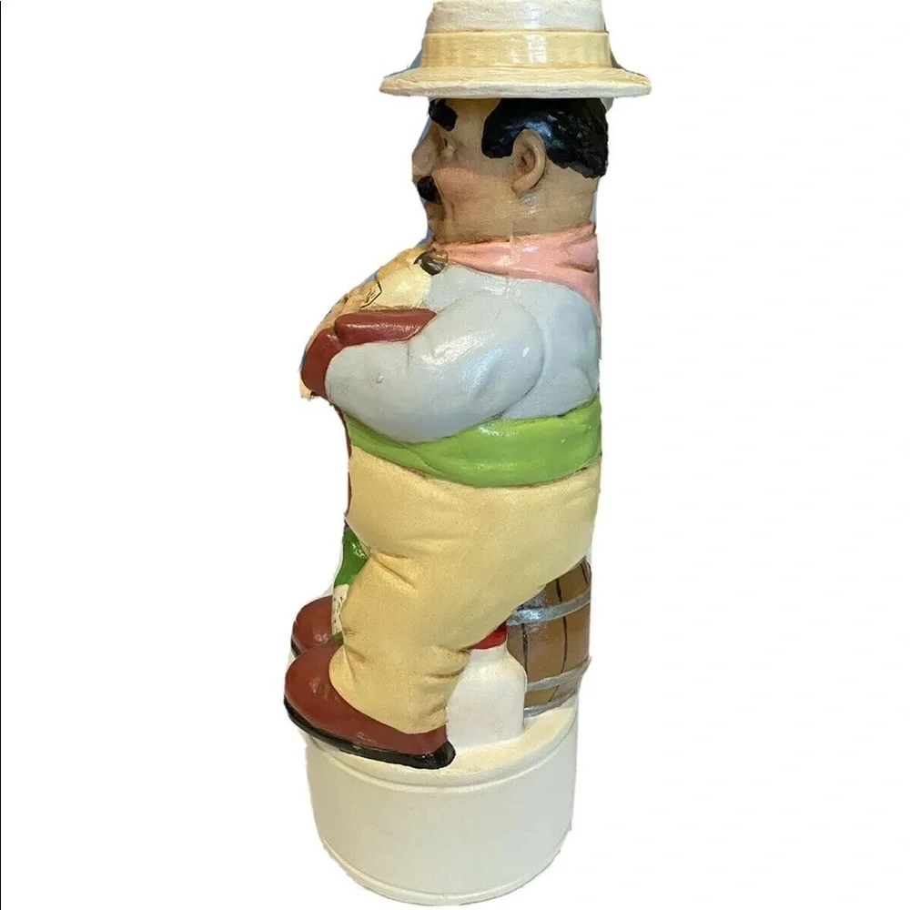Vintage Alberta Italian Man Wine Sausage Bread Jug Barrel Decanter Barwa…